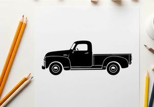 Vintage pickup truck silhouette