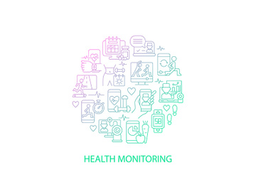 Health monitoring abstract gradient linear concept layout with headline preview picture