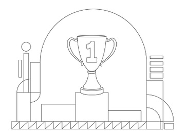 Prize on pedestal outline vector illustration preview picture