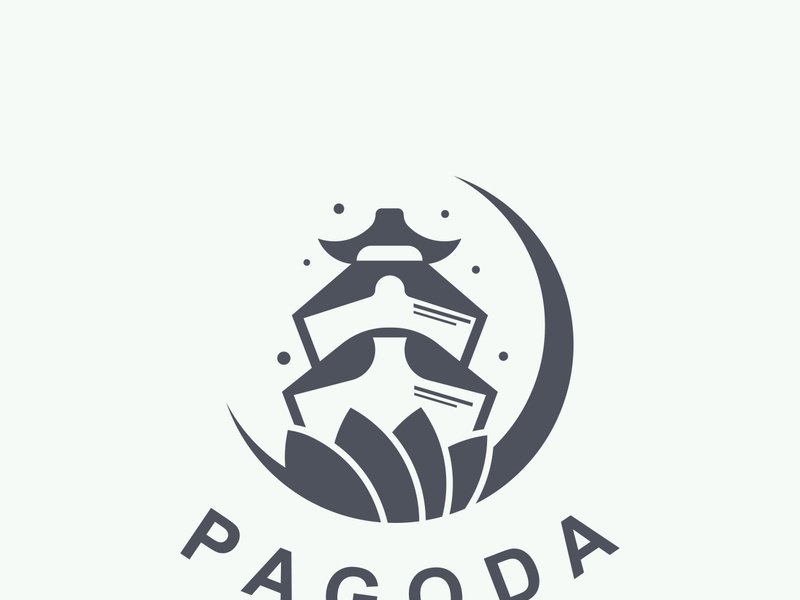 Pagoda culture logo vintage design illustration, temple heritage building vector