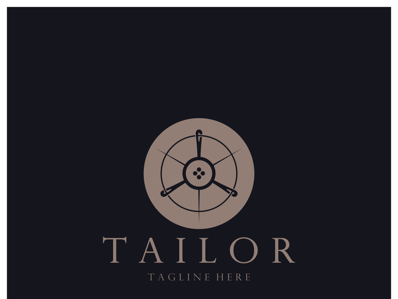 tailor logo icon illustration template combination of buttons for clothes, thread and sewing machine, for clothing product design, convection companies, fashion in vector form