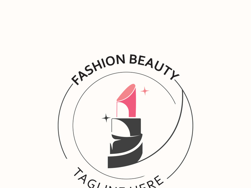 Lipstick logo design for makeup fashion shop and beauty vector cosmetic design template