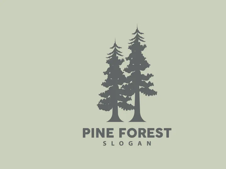 Forest Logo, Vector Forest Wood With Pine Trees