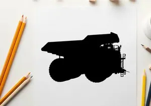 Silhouette of a tractor with a plow attachment