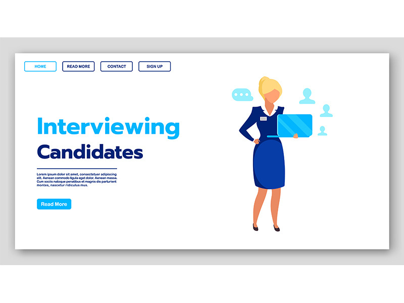 Interviewing candidates landing page vector template