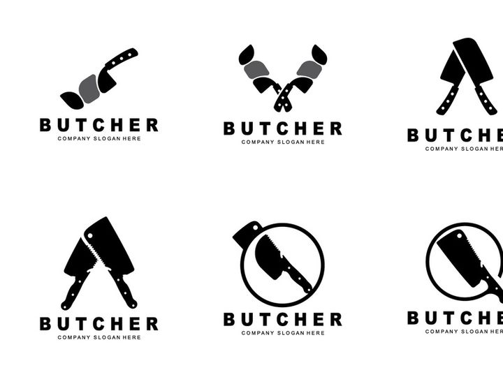 Butcher logo design, Knife Cutting Tool Vector Template, Product Brand Illustration Design For Butcher, Farm, Butcher Shop