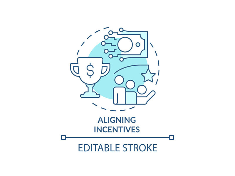 Aligning incentives turquoise concept icon