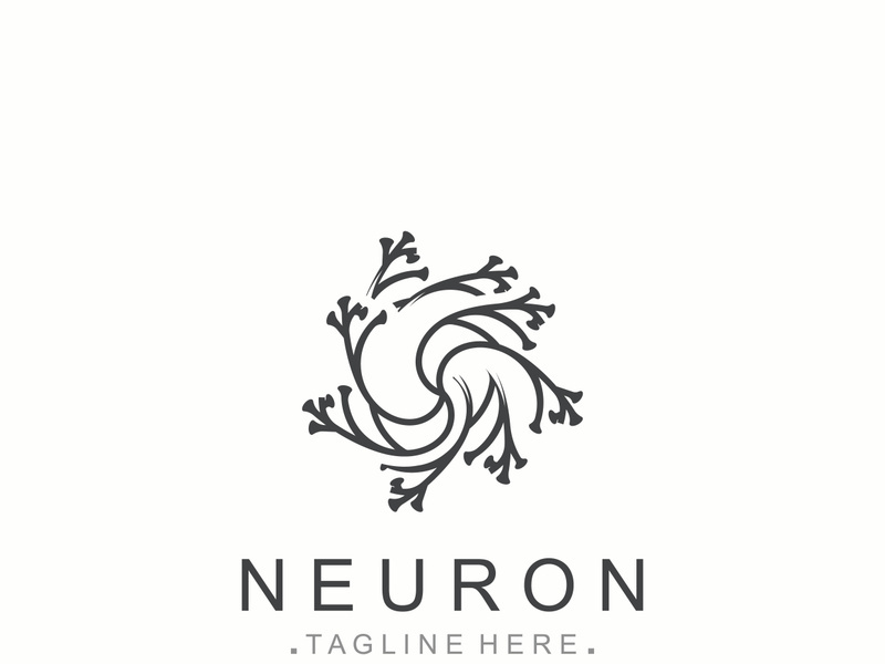 Neuron logo or nerve cell healthy abstract molecule design template