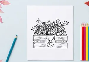 Hand-drawn Christmas cross niche illustration with snowflake floral pattern and festive greenery