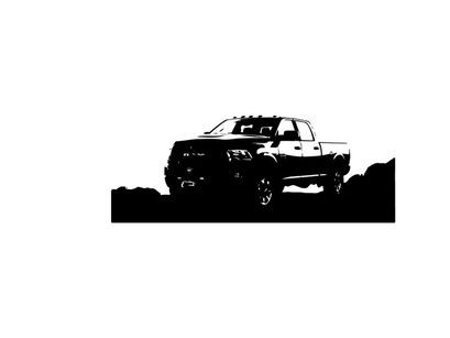 Silhouette of a pickup truck in a rugged outdoor setting silhouette