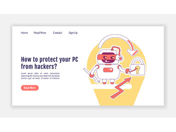 Bad bot landing page flat silhouette vector template preview picture