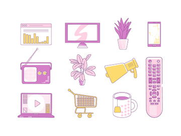 Purple and yellow linear objects set preview picture