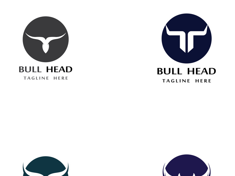 Retro vintage bull head horns logo design