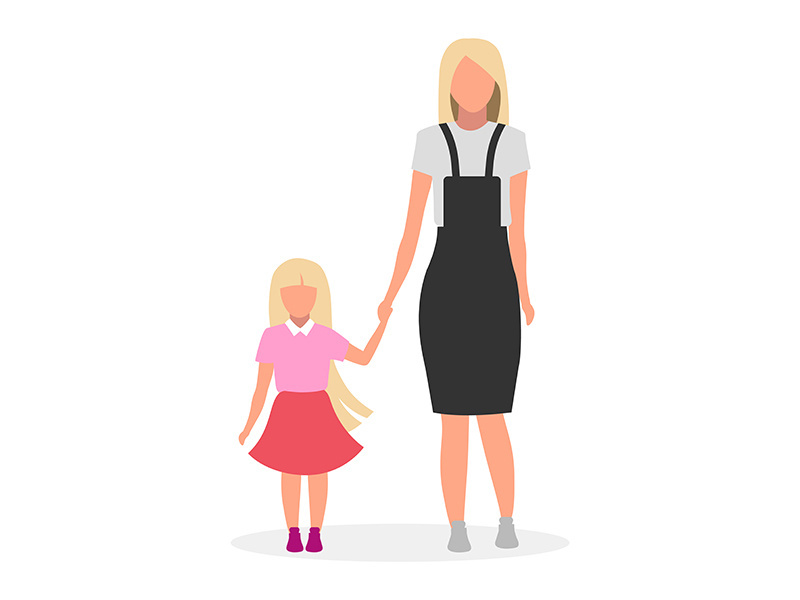 Mother with daughter flat vector illustration