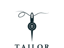 Tailor logo icon illustration template combination of buttons for clothes, thread and sewing machine, for clothing product design