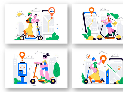 10 Electric Scooter Rental Service Illustration