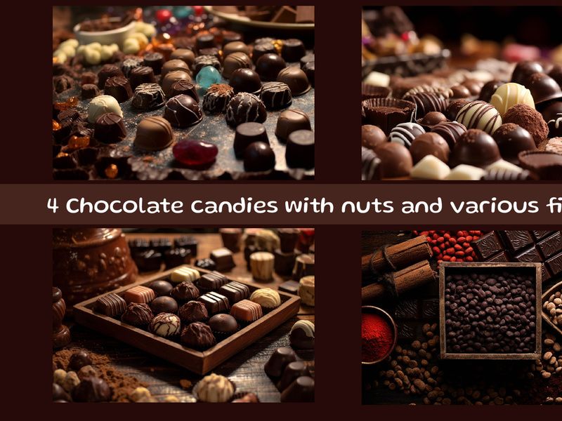 Chocolate candies with nuts and various fillings