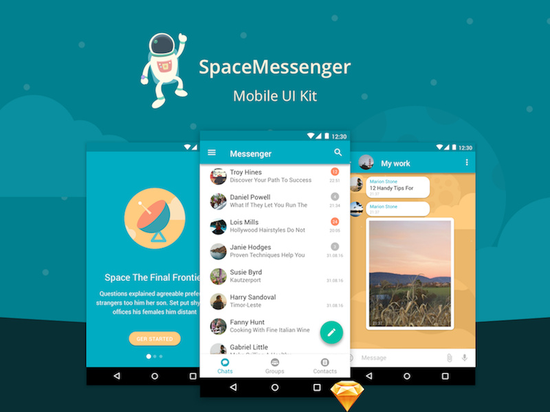 SpaceMessenger Mobile UI Kit [Sketch]