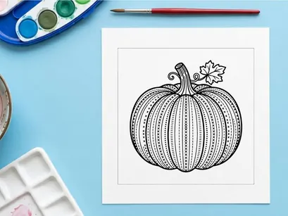 Detaillierte Kürbis-Illustration für Herbstdekoration. Künstlerisches Herbst-Erntedesign für saisonale Projekte.