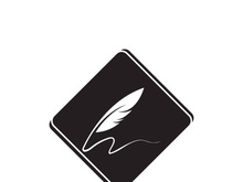 Feather quill design icon and logo illustration classic stationery