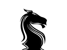 Black Chess Knight Horse Stallion Statue Sculpture silhouette logo design