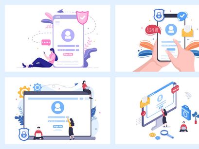 14 Registration or Sign Up Login for Account illustration