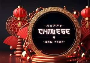 PSD 3d rendaring realistic chinese new year background bundles