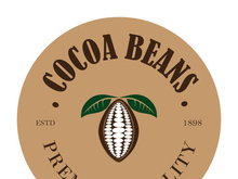 cocoa logo,cocoa bean,cocoa tree,cocoa branches and leaves,chocolate mix on white background,vintage,modern,simple,minimalist icon illustration template design vector