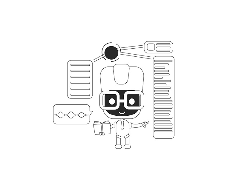 Super bot thin line concept vector illustration