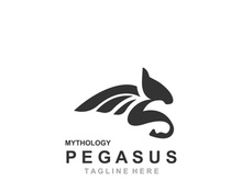 Pegasus horse Logo minimalist, Line art, Modern simple mascot, Mystic premium emblem