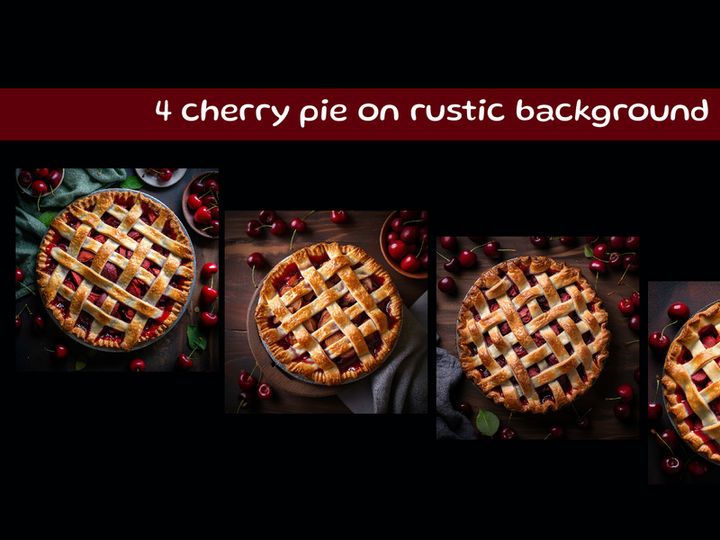 Homemade cherry pie on rustic background