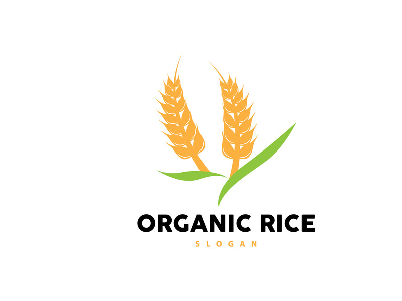 Wheat Grain Rice Logo, Simple Design Organic Vector Illustration