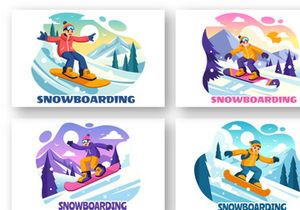 10 Snowboarding Illustration