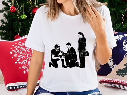 First responders providing medical assistance to an injured person