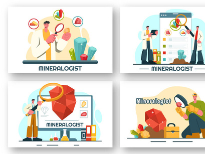 9 Mineralogist Vector Illustration