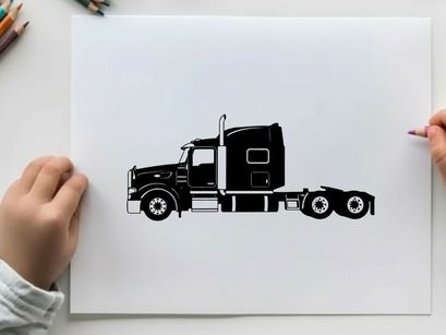 Silhouette of a semi truck with a large sleeper cabin