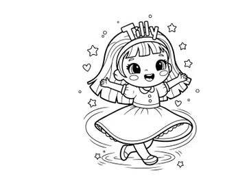 Cute girl hula hoop happy crown vector illustration preview picture