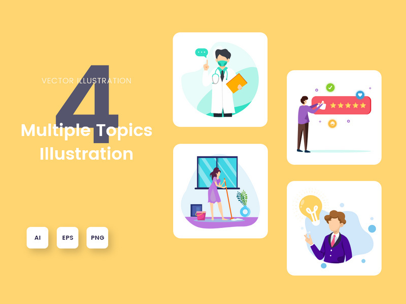 Multiple topics illustration for landing page