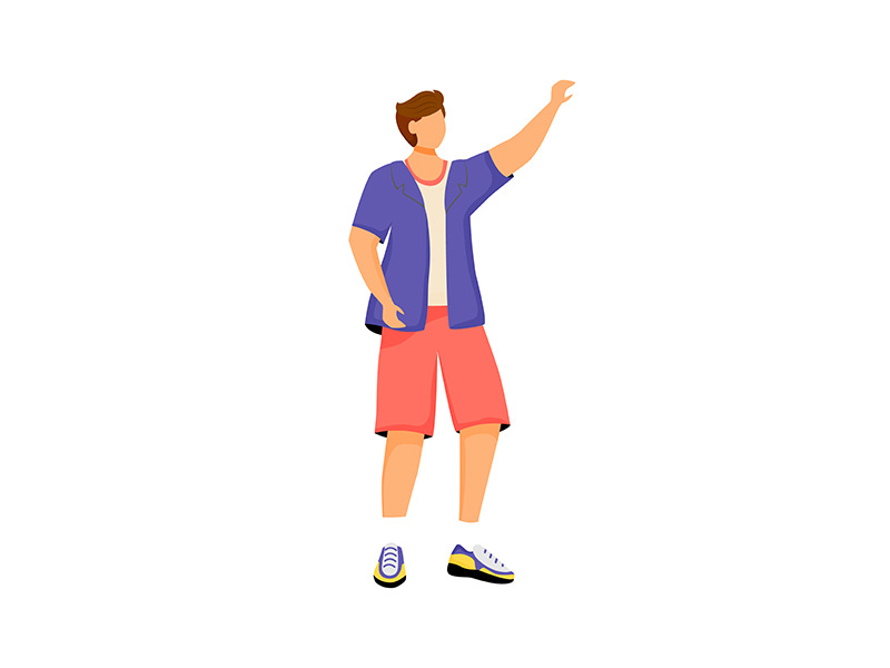 Man in casual clothes flat color vector faceless character