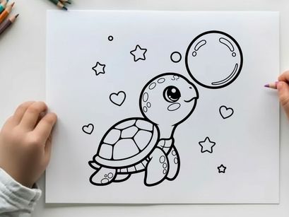 Cute turtle dreaming with moon stars vector illustration
