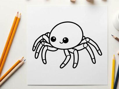 Cute spider smiling flat design vector illustration