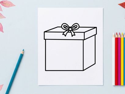 Gift box icon with a ribbon bow. Simple line art illustration of a present package.