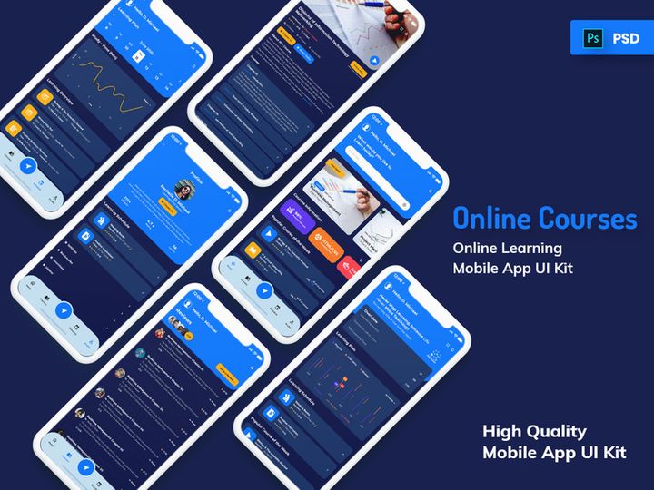 Online Courses Mobile App Dark Version