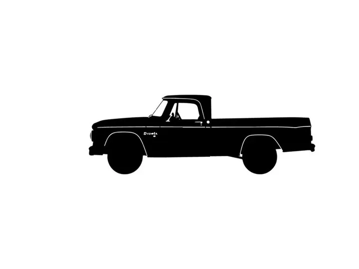 Silhouette of a classic pickup truck with a long bed and regular cab silhouette