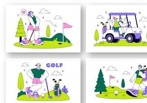 10 Golf Sport Vector Illustration