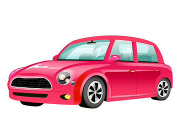 Red mini cooper cartoon vector illustration preview picture