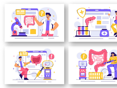 12 Proctologist or Colonoscopy Procedure Illustration