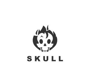 Skull skeleton logo vintage template idea on white background