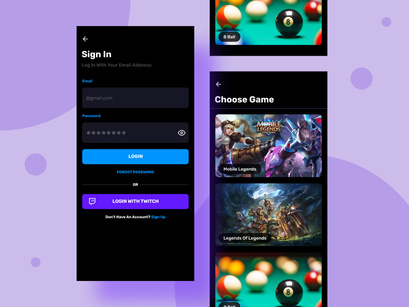 Gaming Tournaments Mobile App UI Kit.