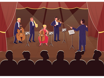 Orchestra symphony performance flat color vector illustration preview picture